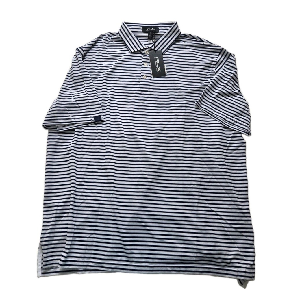 Ralph Lauren RLX Polo golf shirt wicking striped black blue white XXL/ TTG new